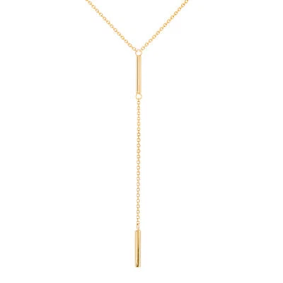 Collar Barra Lariat Oro Amarillo 14K con Cadena 18 Pulgadas Foto 1 de 2