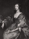 Anthony van Dyck 1800s Grawer Henrietta Maria z Francji PODPISANY oprawiony COA
