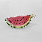Watermelon Slice Christmas Ornament Hand Painted Glass Blown