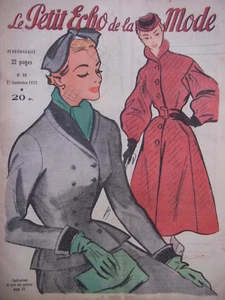 Magazine 1952 - LE PETIT ECHO DE LA MODE N°38 - lace coats paletot in woolen - Imagen 1 de 2
