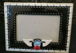 Biker Motorcycle Picture Frame Red Black and White Size 9 x 6.5 inches Wings 