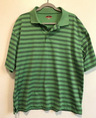 Pro Player Polo Men's XL Green Striped Short Sleeve Golf Shirt Polyester - Image 1 of 4