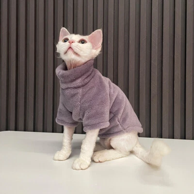 Hairless Cat Sweater Winter Thickening Warm Sphynx Cat Comfortable Soft Clothes - Image 1 of 4