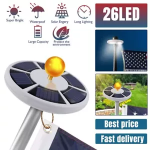 Solar Flagpole Light Automatic Super Bright Lamp with 26 LED Lights Outdoor Lamp - Picture 1 of 14