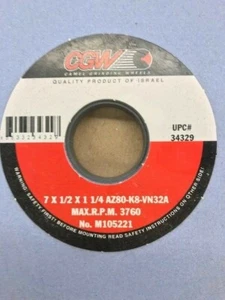 MUELA ABRASIVA DE SUPERFICIE 7" X 1/2" X 1-1/4" 80K AZ PARA ACERO INOXIDABLE CGW #34329 - Imagen 1 de 4