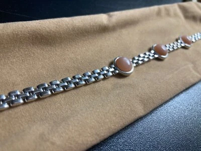 Pulsera de piedras preciosas de plata de ley con piedras lunares  Foto 1 de 4