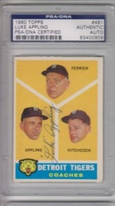 1960 Topps SIGNED Set Break LUKE APPLING Detroit Tigers card #461 HOF PSA/DNA