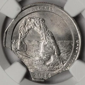 2014 NGC MS64 Large Triple Curved Clips Arches Quarter Mint Error Extremely Rare - Picture 1 of 4