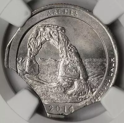 2014 NGC MS64 Large Triple Curved Clips Arches Quarter Mint Error Extremely Rare - Image 1 of 4