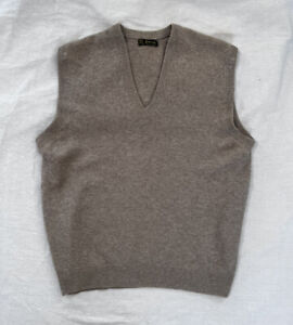 Vintage PRINGLE Knit Sweater Vest 100% Lambswool MEDIUM Beige Scotland Made