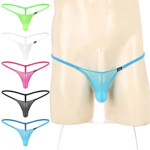 Men's Mesh See through Jockstrap G-string Thong underwear Low Rise Bikini Briefs - Picture 1 of 96