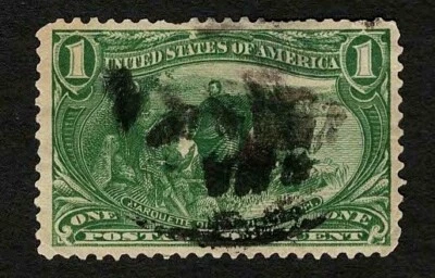 US 1898 #285 Green 1c Trans-Mississippi Exposition Marquette XF Used - Image 1 of 2