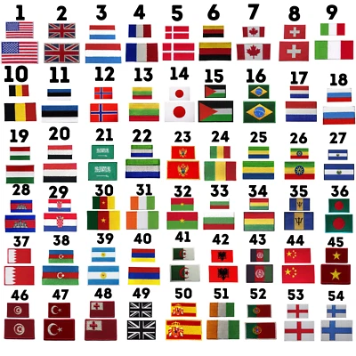 National Country Different Sizes Flag Iron On Patch Embroidered Sew On Badge - Image 1 of 4