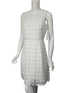 MAISON JULES White Star Lace Lattice Waist A-Line Skirt Dress sz 8 NWT $129.50 - Picture 1 of 3