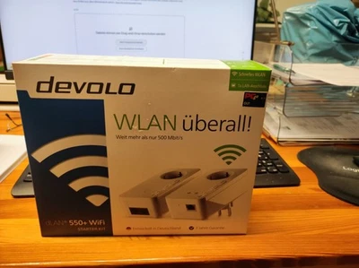 devolo dLAN 550+ WiFi Wlan Powerline Steckdosen Adapter 500 Mbps 1 LAN-Port - Bild 1 von 2