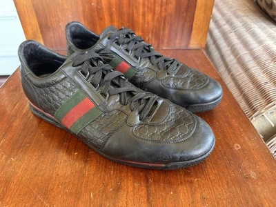 Gucci Men’s Guccissima Leather Sneakers Black 10.5 G (size 11 US) Made in Italy - Image 1 of 4