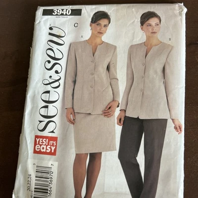 See&Sew 3940 Misses Jacket, Skirt, Pants Sz 20-22-24 - Image 1 of 3