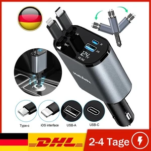 Autoladegerät 4In1 Mit Doppeltem Ausziehbarem Kabel USB C PD 120W LAIMICAERIN - Bild 1 von 16