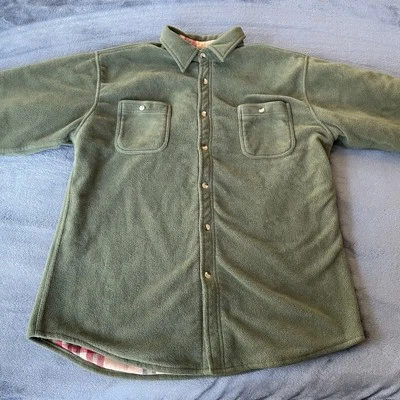 RedHead Men's Long Sleeve Button Up Flannel Lined Green Fleece Jacket Large - Image 1 of 4