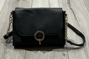 Black Handbag with Black & Gold Shoulder Strap - Primark - Picture 1 of 4