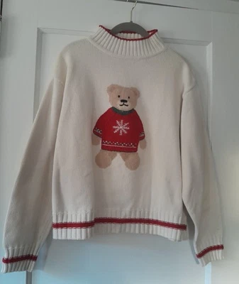 Suéter Vintage Liz Claiborne Liz Deporte Algodón Navidad Oso XL Foto 1 de 4