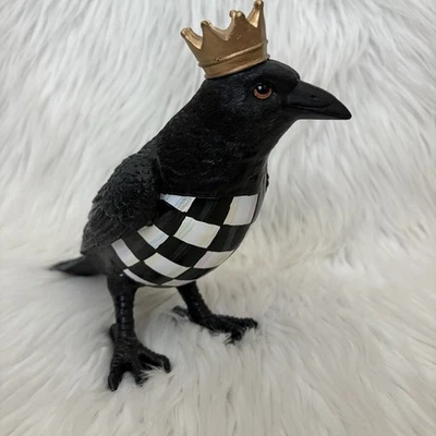 7-дюймовая резиновая фигурка Mackenzie Childs Courtly Check Crowned Crow снятая с производства б/у в отличном состоянии! - Изображение 1 из 4