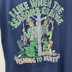 Camiseta gráfica grande vintage años 90 caza y pesca cambiante temporada para hombre 1991 - Imagen 1 de 18