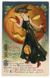 Halloween Winsch Dama en Vestido Negro Duendes Verdes - Imagen 1 de 2