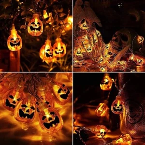 Halloween & Christmas Solar Pumpkin Lights, 20 - 60 LED Outdoor Waterproof Decor - Picture 1 of 8