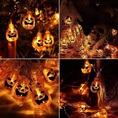 Halloween & Christmas Solar Pumpkin Lights, 20 - 60 LED Outdoor Waterproof Decor - Image 1 of 4