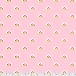 TULA PINK DAYDREAMER SUNDAZE IN GUAVA PINK RAINBOWS COTTON FABRIC HALF YARD OOP - Picture 1 of 2