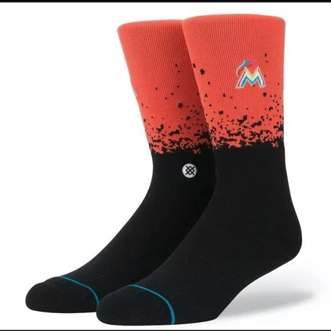 NEW STANCE MLB  Miami Marlins Socks (Marlins Fade) Crew Socks Mens  M 6-8.5 Cover