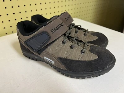 Sapatos femininos de ciclismo de montanha Shimano tamanho 5 Sh-M038W com cadarço marrom - Imagem 1 de 4