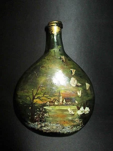 ancienne bouteille fin XVIII ou XIX ème peinte Art Nouveau fin XIX ème - Picture 1 of 11
