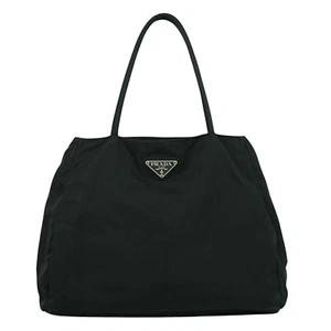 PRADA Nylon Tote Handbag Black Silver - Picture 1 of 10
