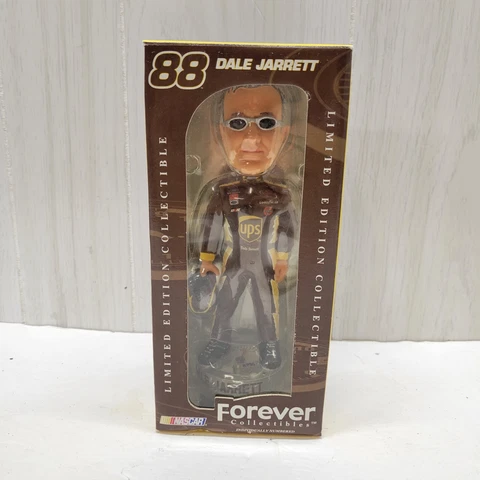 Dale Jarrett 10 inch Limited Edition Bobblehead UPS Racing Holding Helmet NIB Cover