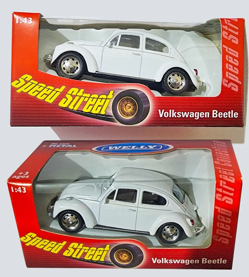 Welly Volkswagen Beetle Speed Street Diecast Car Scale 1:43 NEW White & Chrome - Image 1 of 1