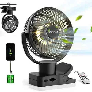 10000mAh Rechargeable Battery Operated Desk Fan Camping fan Clip on Fan Black US - Picture 1 of 6