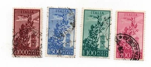 1948 Posta Aerea Torre del Campidoglio -serie 4 v. misti fil ruota e stelle (o) - Foto 1 di 1