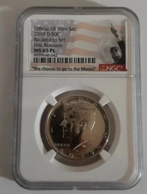2019 D NGC MS65 PL Kennedy Half Dollar 50c MS65 PL Proof Like Rocketship Set FR - Image 1 of 4