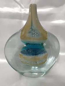 Mdina frühe Kunst Glas geschliffen Eis Lutscher Vase Vintage 6" Malta signiert "Mdina" E - Bild 1 von 24