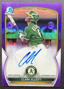 2023 Bowman Chrome Clark Elliott Purple Auto /250 Oakland A’s - Picture 1 of 3