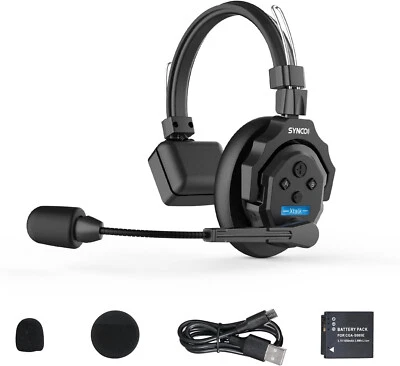 Wireless Intercom Headset for 1-Person Full Duplex 2.4GHz Bluetooth Headset - Image 1 of 4