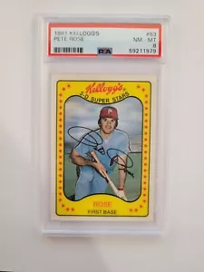 1981 Kellogg's Set Break # 63 Pete Rose PSA 8 NM-MT - Picture 1 of 2