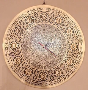 Handmade Brass Round Gold Wall Clock, elegant wall Decor for Living Room/office - Picture 1 of 8