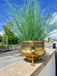 ANTIQUE ART NOUVEAU BRASS WILLIAM SOUTTER & SONS PLANT POT LION HANDLES & FEET - Picture 1 of 17