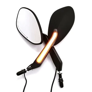 2Pcs Motorcycle M8 Rearview Mirrors with LED Turn Signal Lights For Harley XL883 - Foto 1 di 5