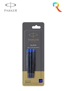 Geniune Parker Quink Ink Fountain Pen Cartridges Black Refills Pack of 3 - Picture 1 of 1