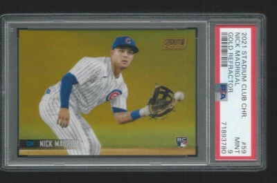 2021 Topps Stadium Club Nick Madrigal Cubs RC Gold Refractor Sp 33/50 PSA 9 Mint - Image 1 of 2