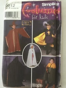 Simplicity Pattern 5512 Kids 3 4 5 6 7 8 Costume Cape Tabard Wizard Hat Sherwood - Picture 1 of 1